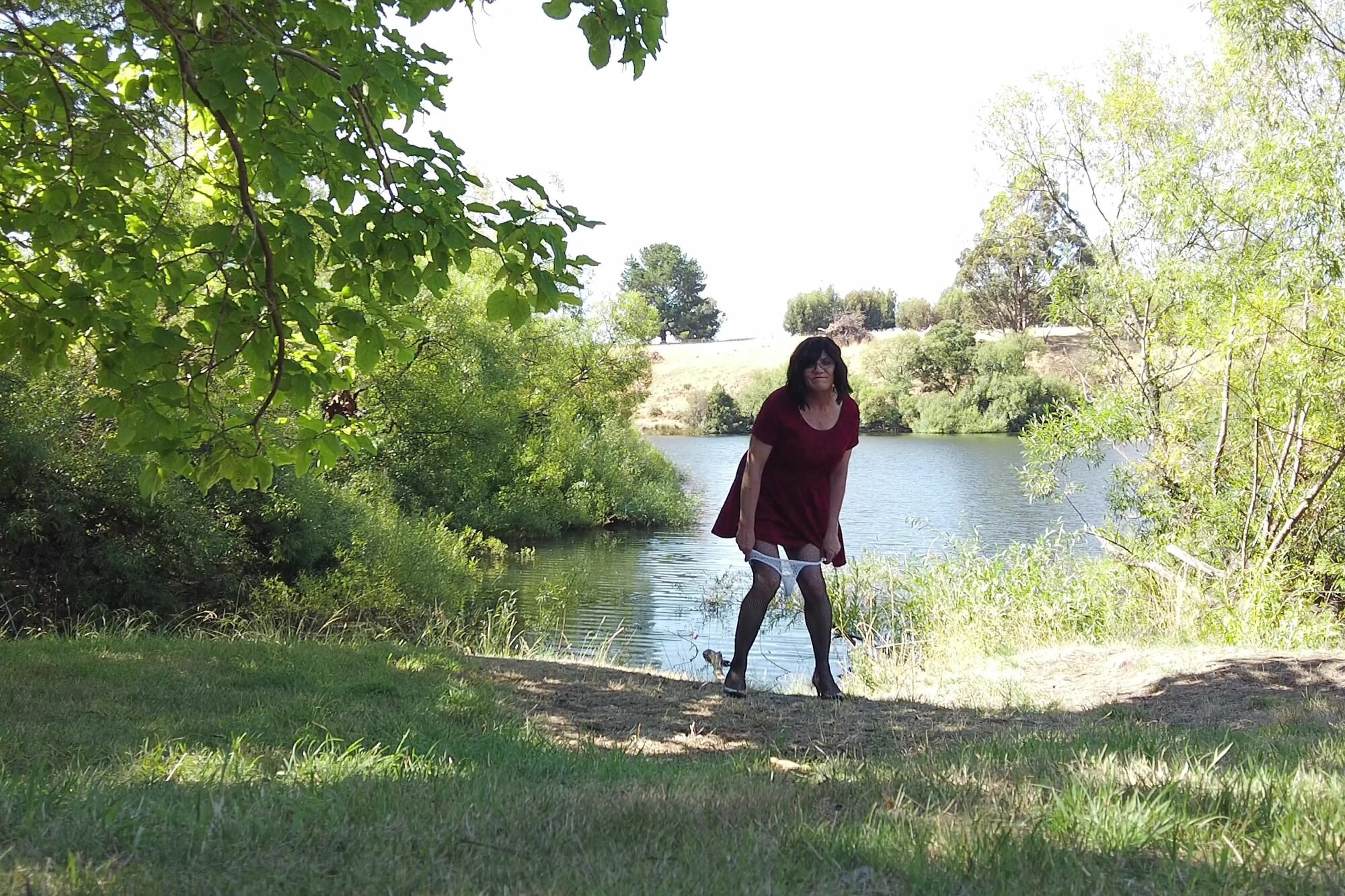 Crossdress Roadtrip - River side Pantie Drop #14