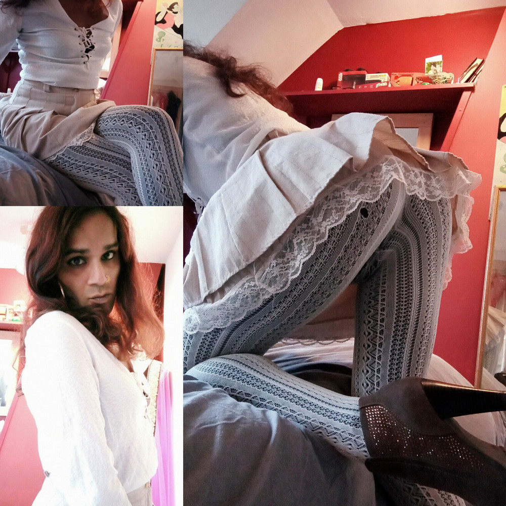 Sissy Femboy in lace stockings #6