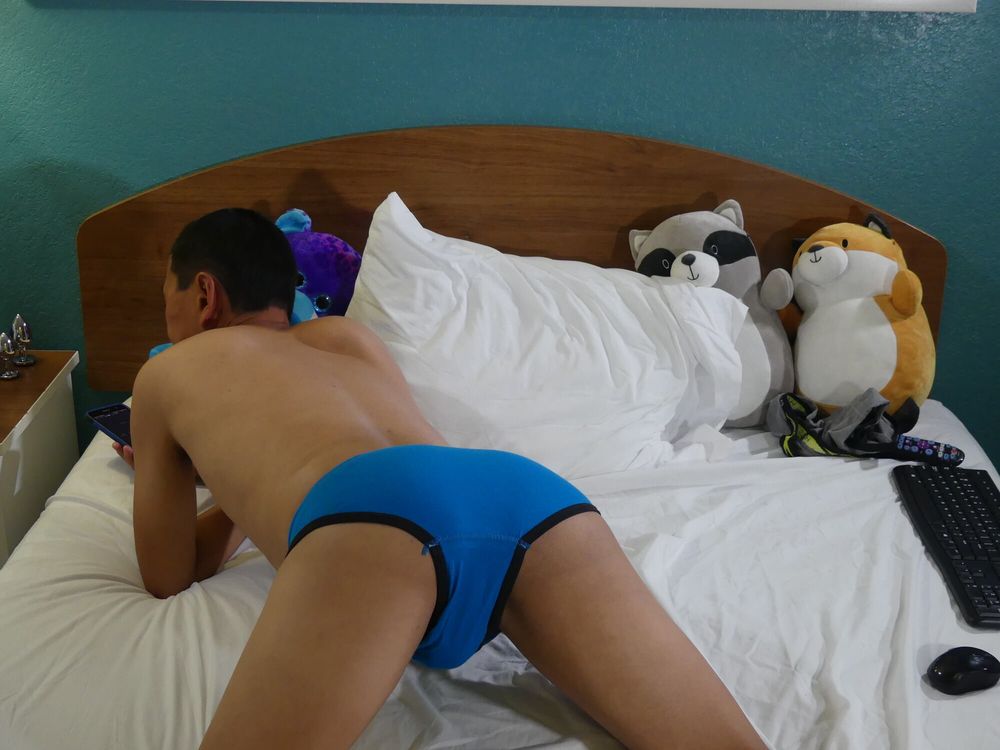 Hot asian gay showing off his tight butt wearing shorts and  #23