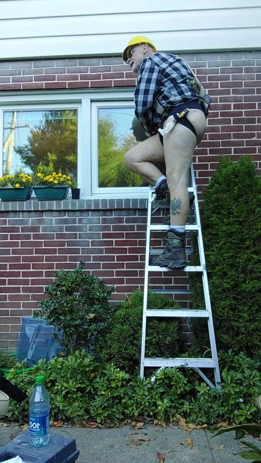 Construction dad inspecting windows #5