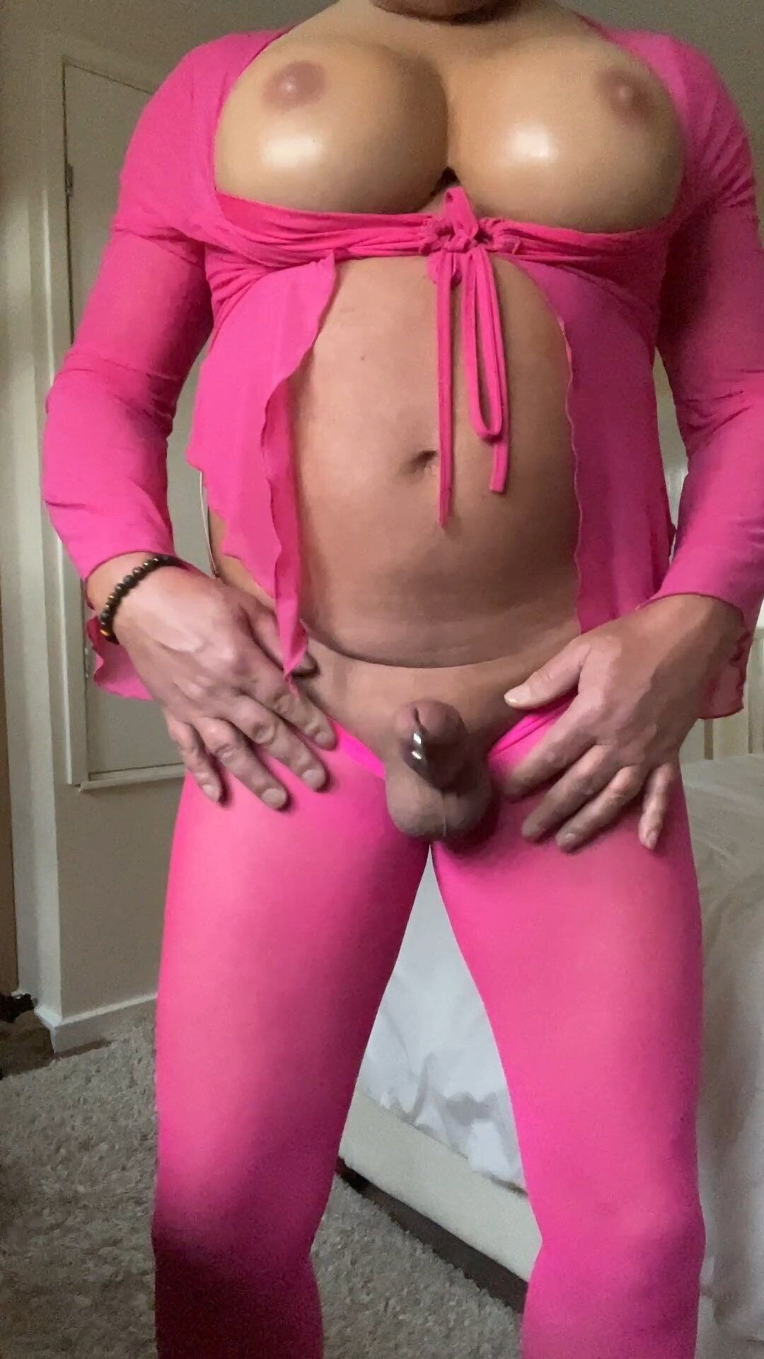Amateur crossdresser Kellycd2022 in pink seamless pantyhose  #41