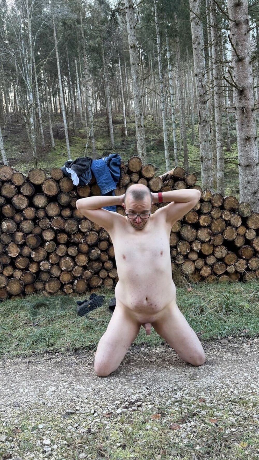 The stupid faggot, Christoph was naked in the forest #12