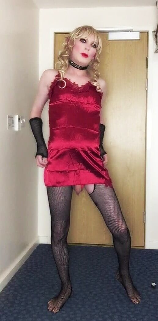 Skanky sissy in red dress #55