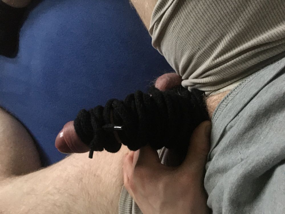 Hairy Cock And Balls Bound With Long Cord  #34