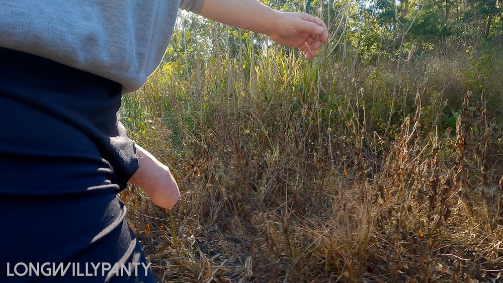 Straight guy walking around with a hard uncut cock in public #8