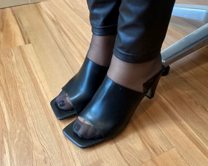 Black Mules, Nylon Feet and Leggings #10