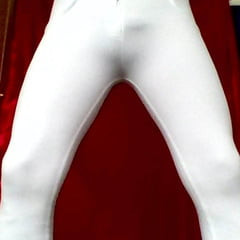 IN A WHITE TIGHT PANTS.