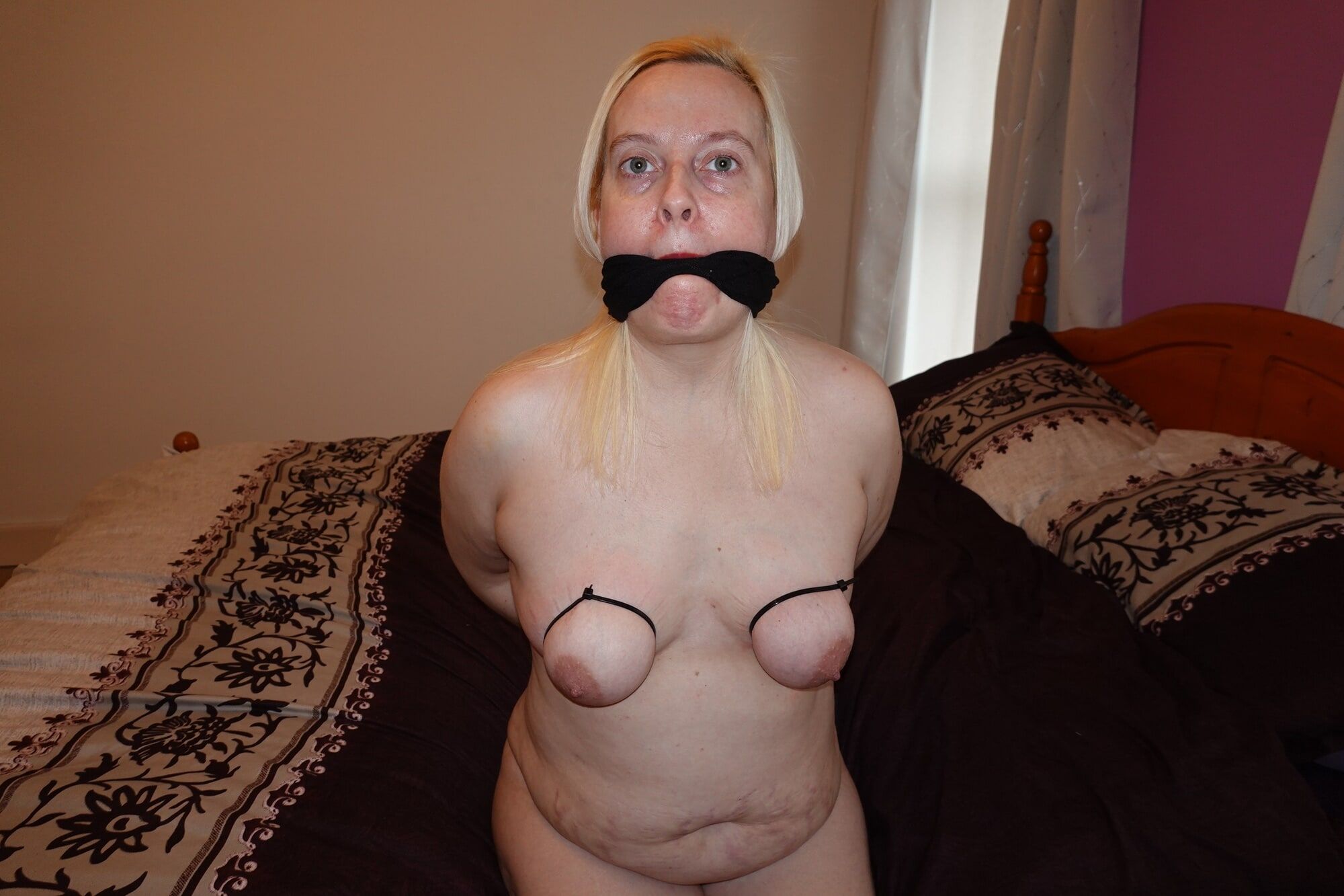 Gagged Slut with tits tied #5