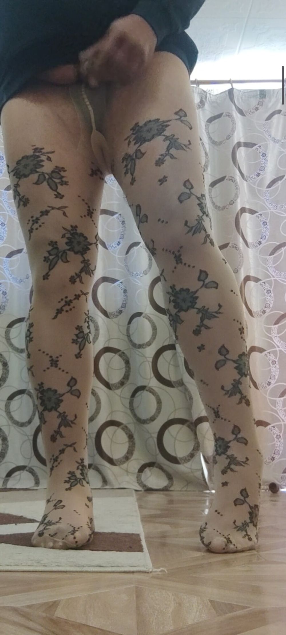 Patterned pantyhose cock masturbation #23