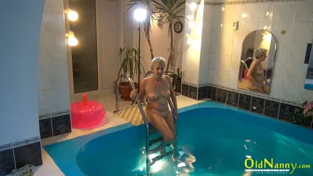 granny jitka frolics in the pool         