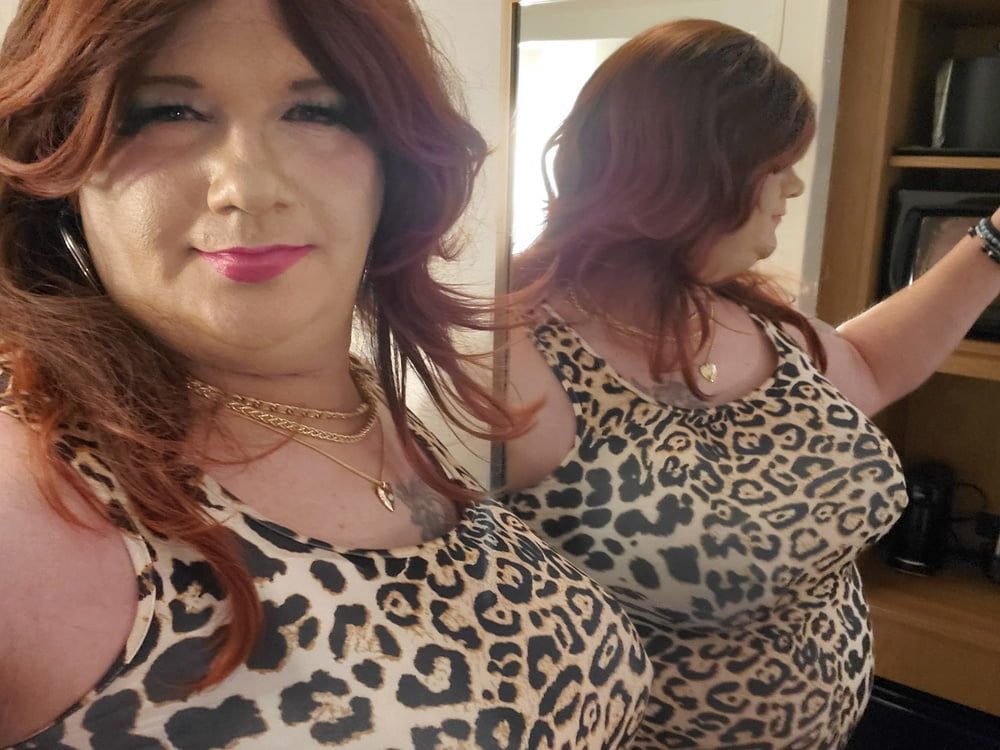 Leopard Bodycon and Black Stockings  #5