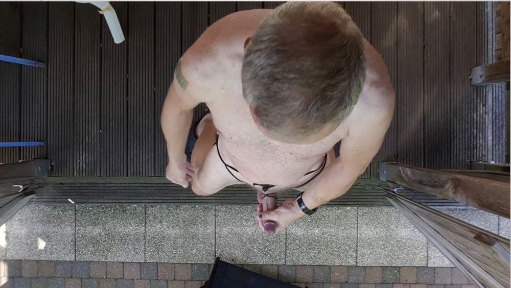 outdoor exhibitionist bondage jerking session #12