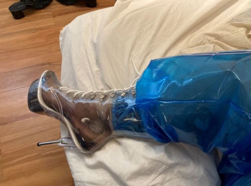 Blue Transparent PVC and Clear PVC Boots #12