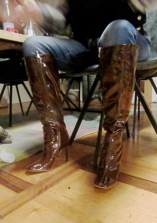 her new high heel boots