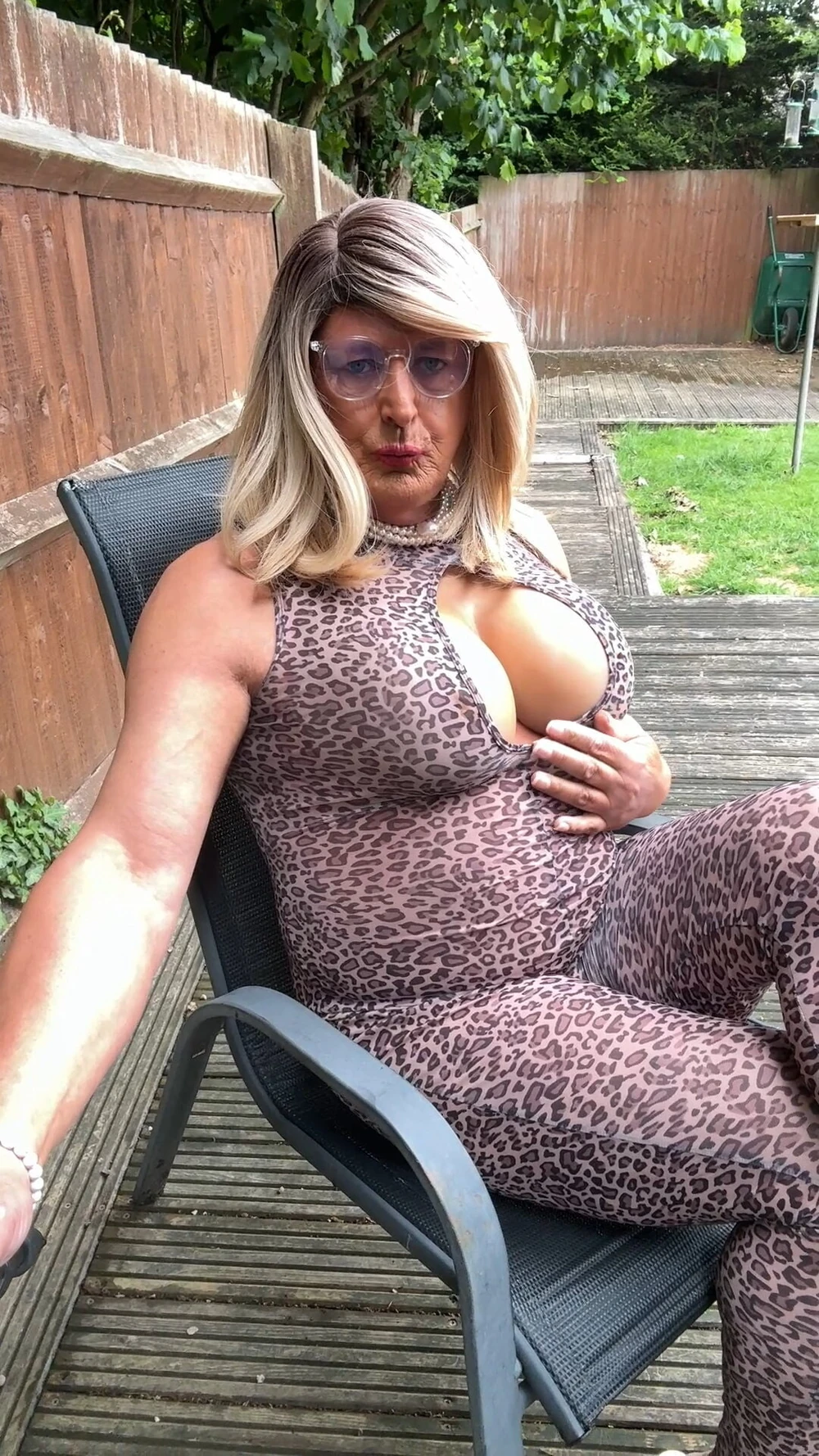 Sexy Crossdresser kellycd2022 in leopard print catsuit  #4
