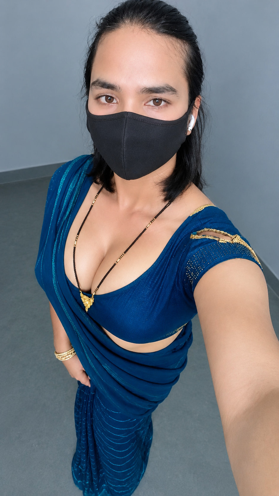 Sapana crosseder in blue saree #36