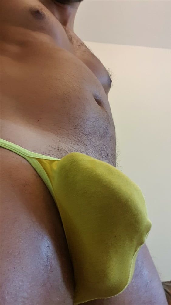 Tanned stud in yellow briefs  #11