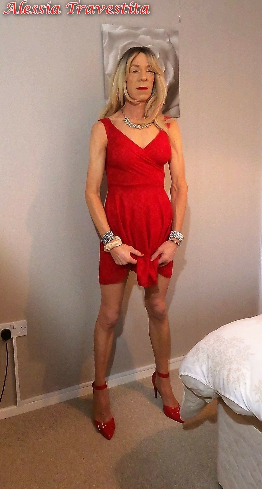 65 Alessia Travestita in Flirty Red Dress #49