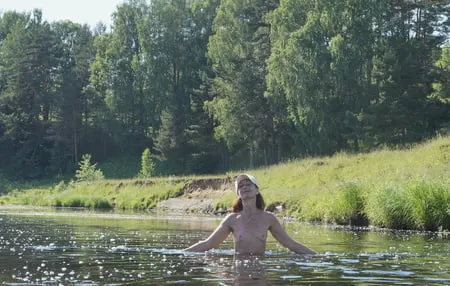 bathing in derzha river         