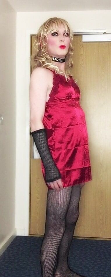 Skanky sissy in red dress #35