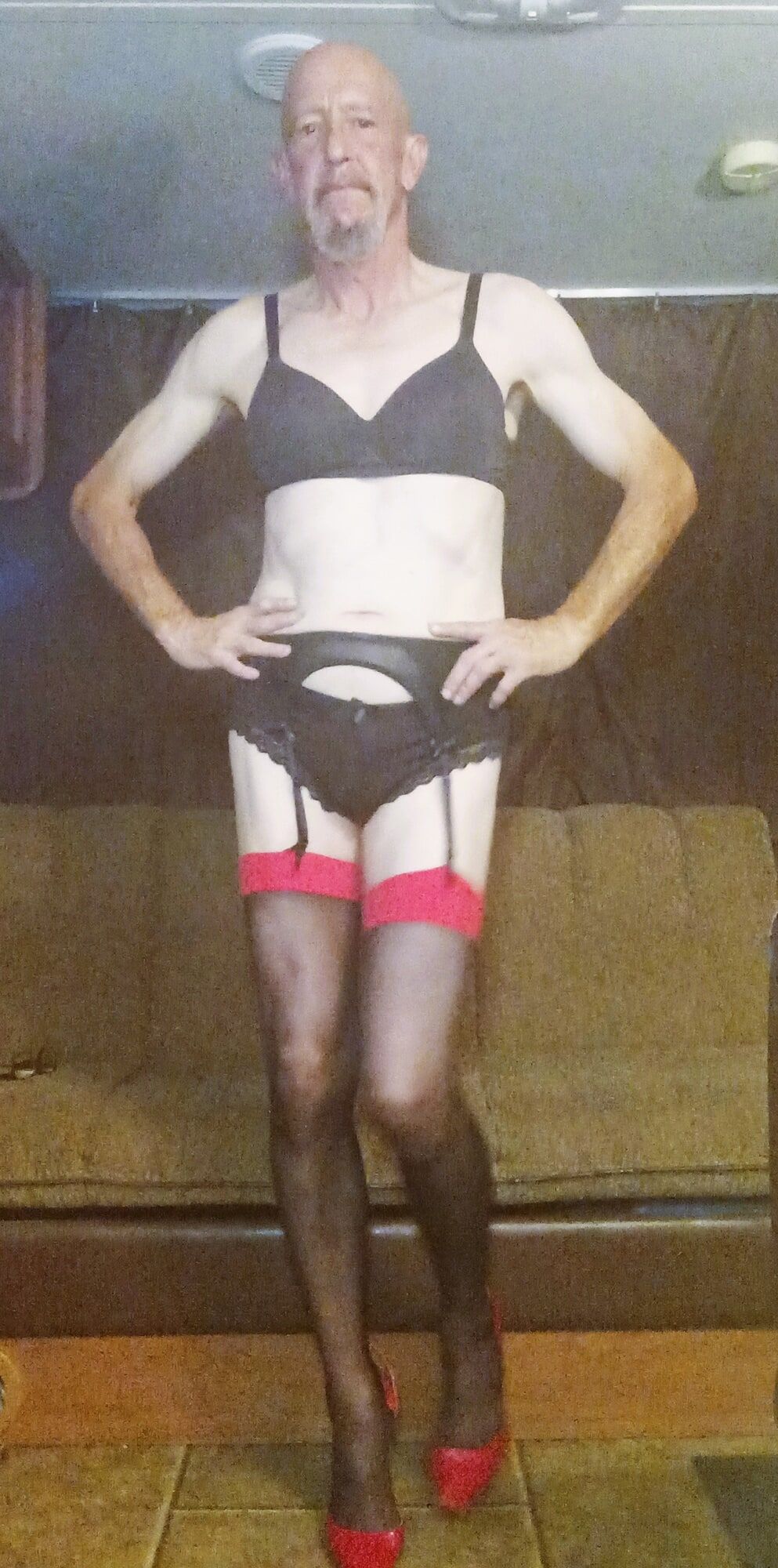 Faggot Andrew Brown Dressed in Stockings and Heels #4