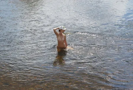 nude in rivers water         