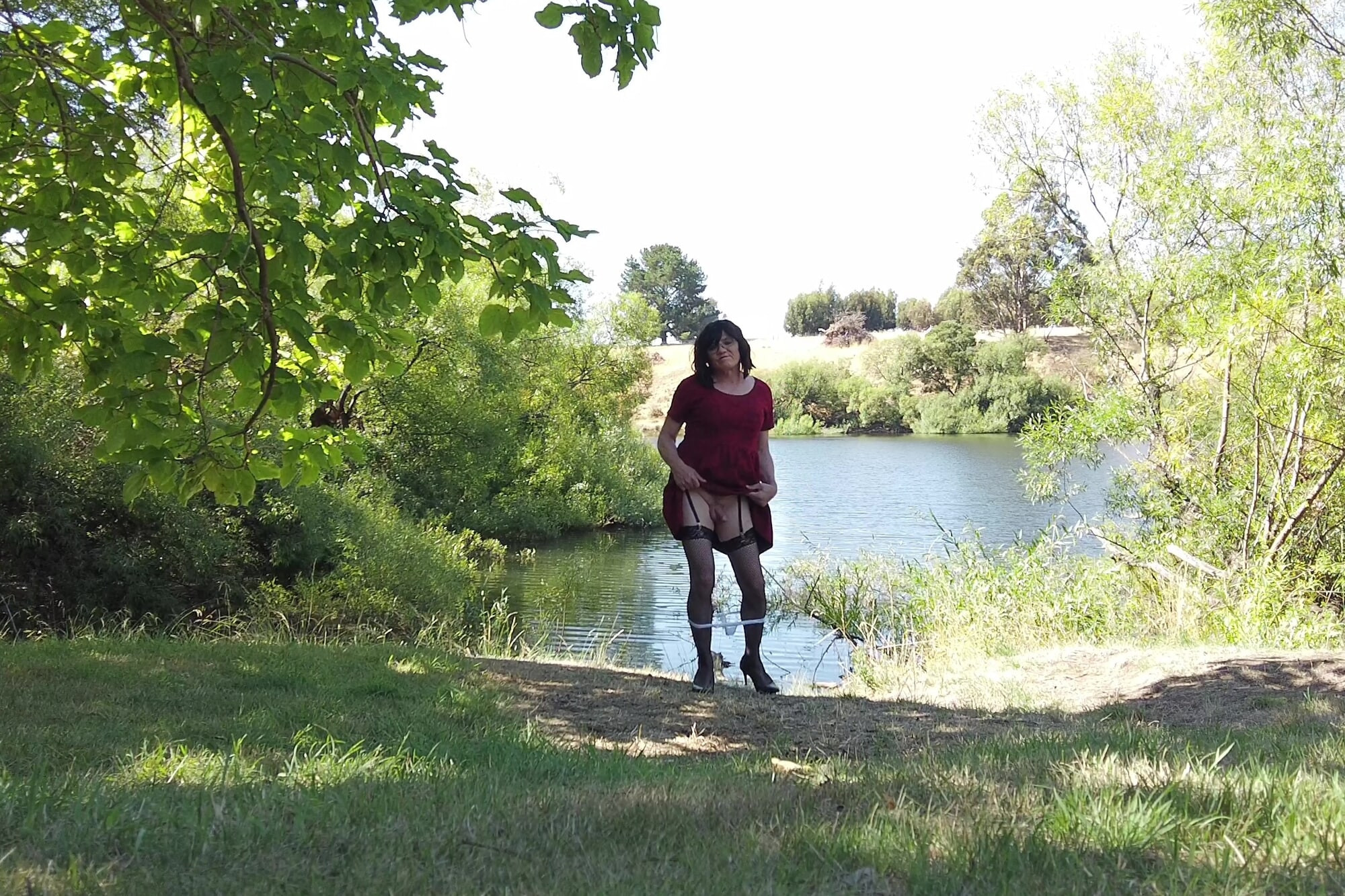 Crossdress Roadtrip - River side Pantie Drop #11