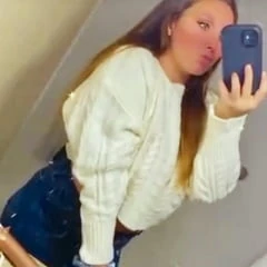 Photos of me in my white sweater and later fingering in it 