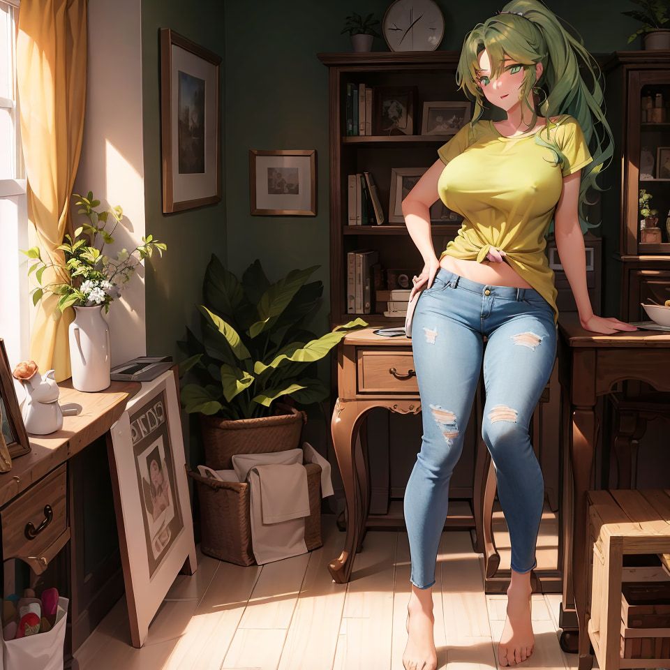 Hentai anime, hot girl with long green hair sends nudes #39