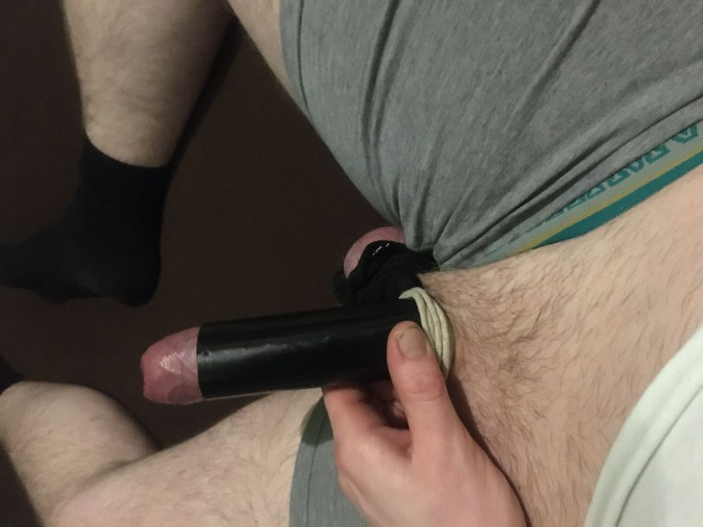 Bound Dick And Balls And Homemade Cocksleeve  #20