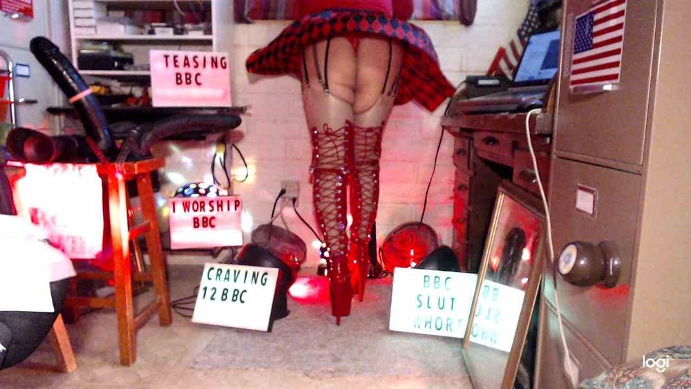 Shiny red 8&quot; thigh-high BBC SLUT platform stiletto boots  #4