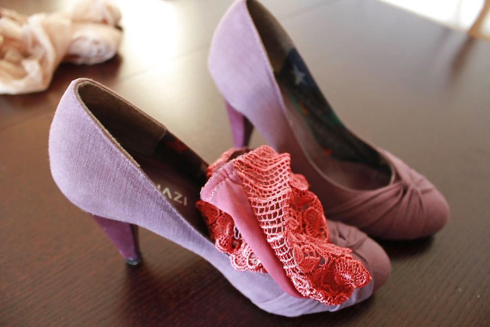 Violet heels, panties, bra, pantyhose #28