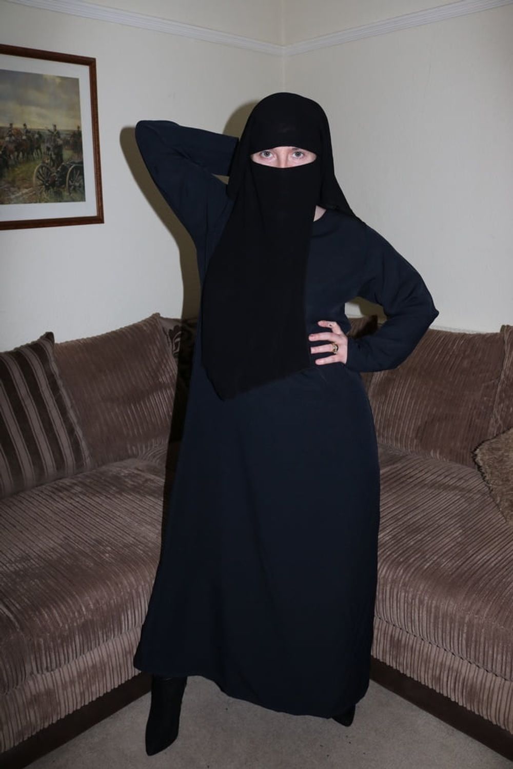 Wife in Burqa Niqab Stockings and Suspenders #8