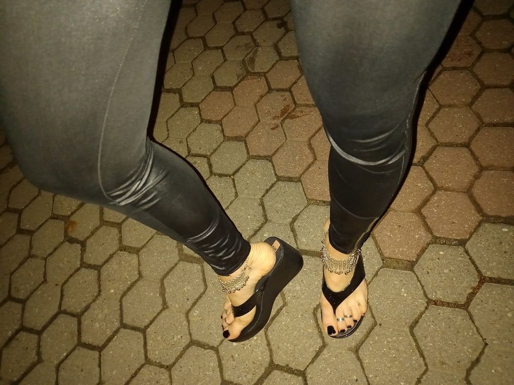 sexy feet and latex flip flops #14