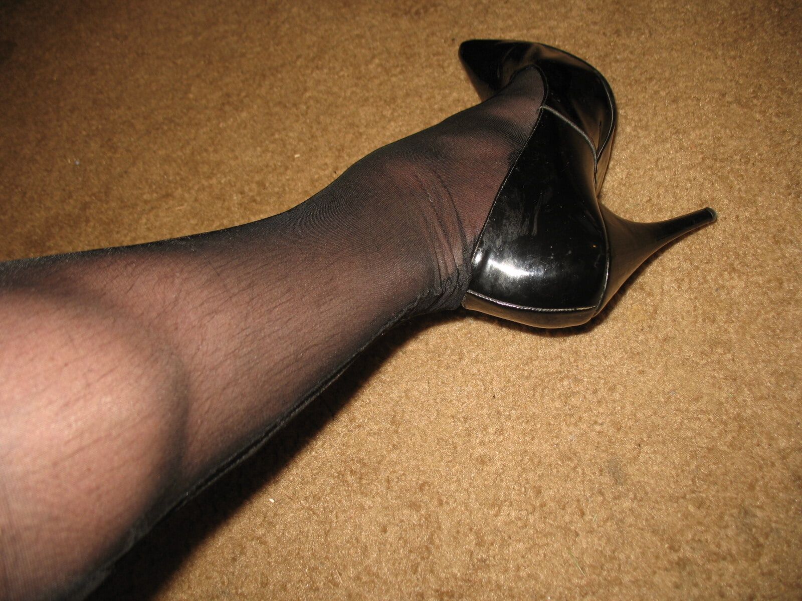 Long Luscious Legs Encased in Sheer Black Silk FF Nylons #19