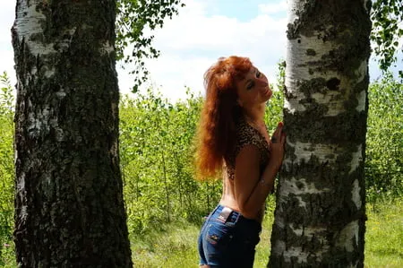 red hair and birch         