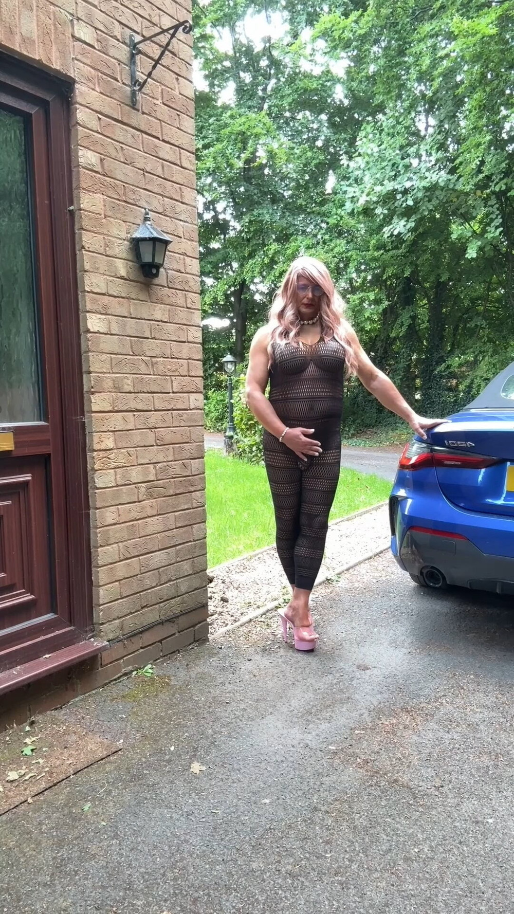 Sexy Crossdresser kellycd2022 in sexy black fishnet catsuit  #21