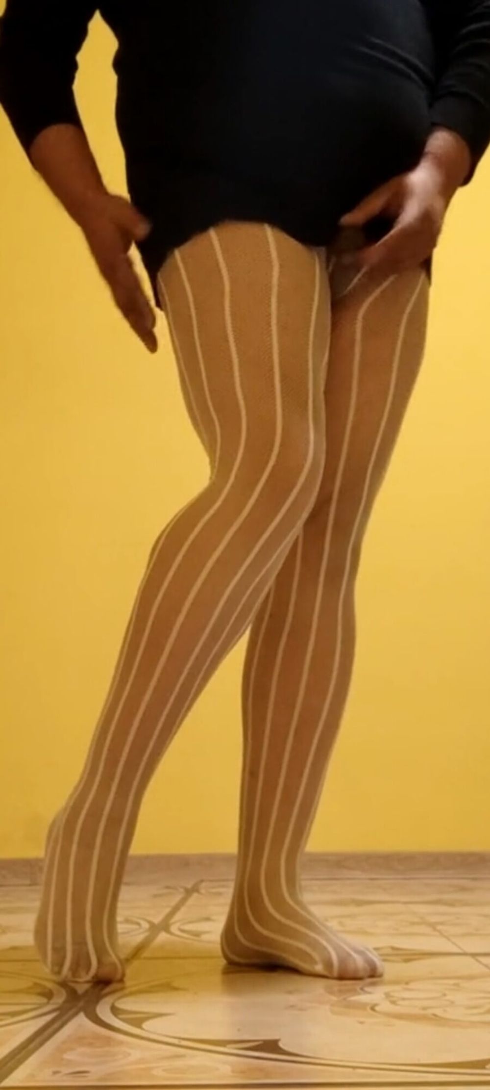 White sexy pantyhose on my legs #5