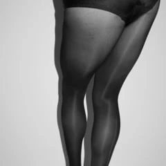 black pantyhose and pumps