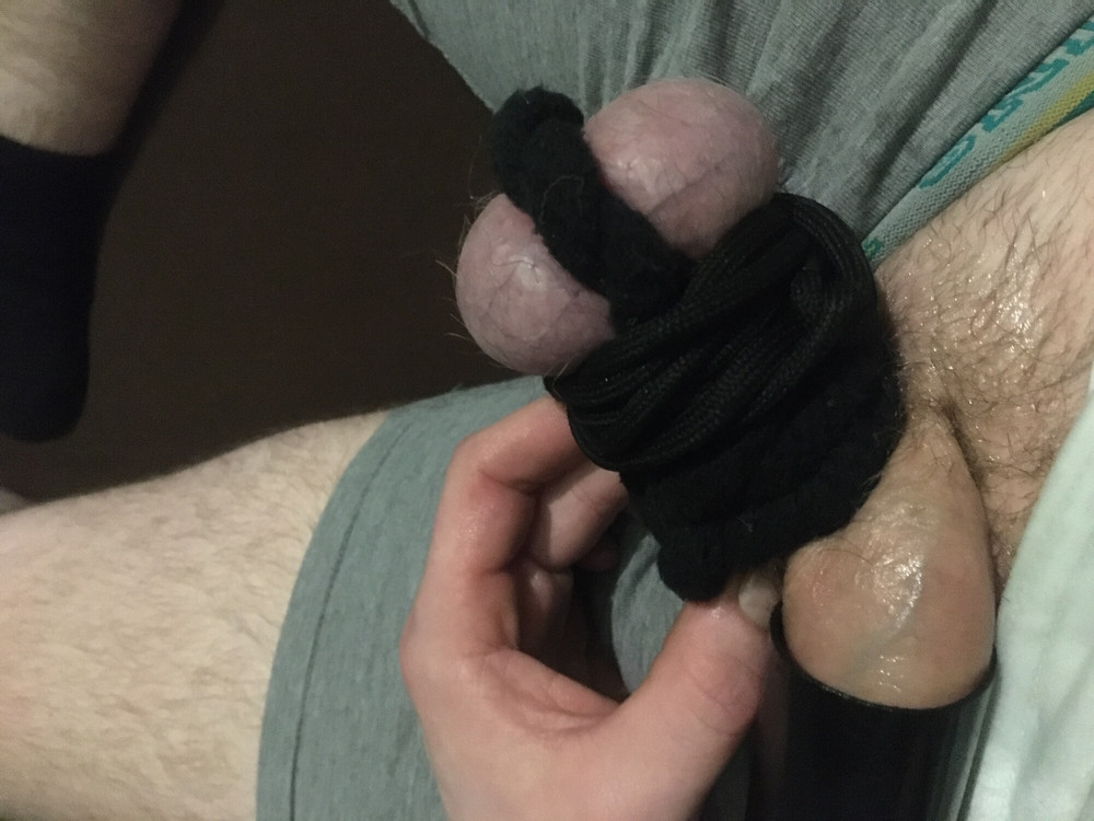 Bound Dick And Balls And Homemade Cocksleeve  #11