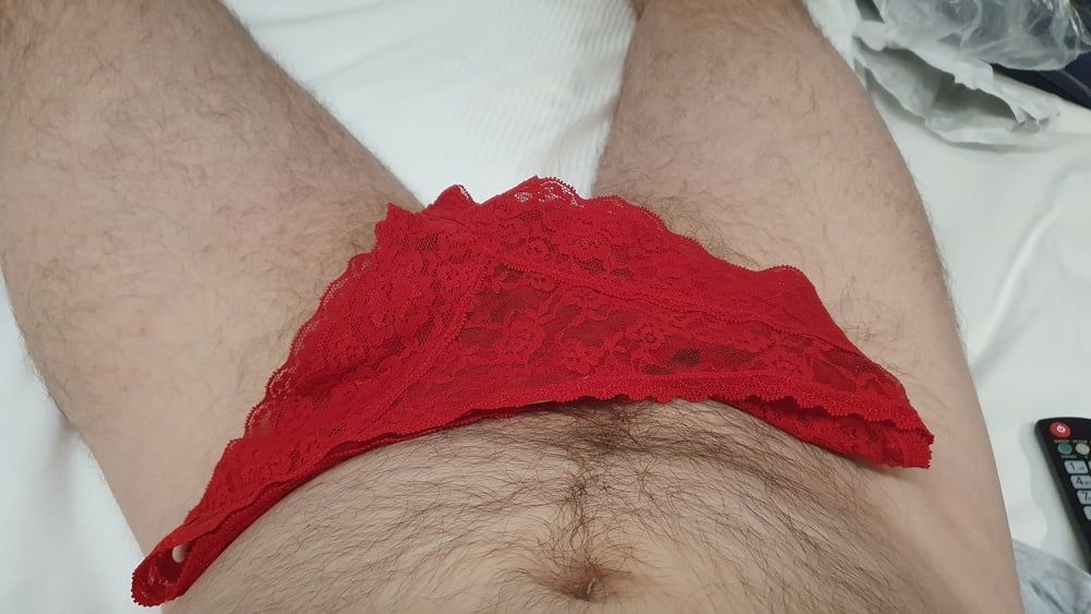 Cum on the red panties of my girlfriend  #3