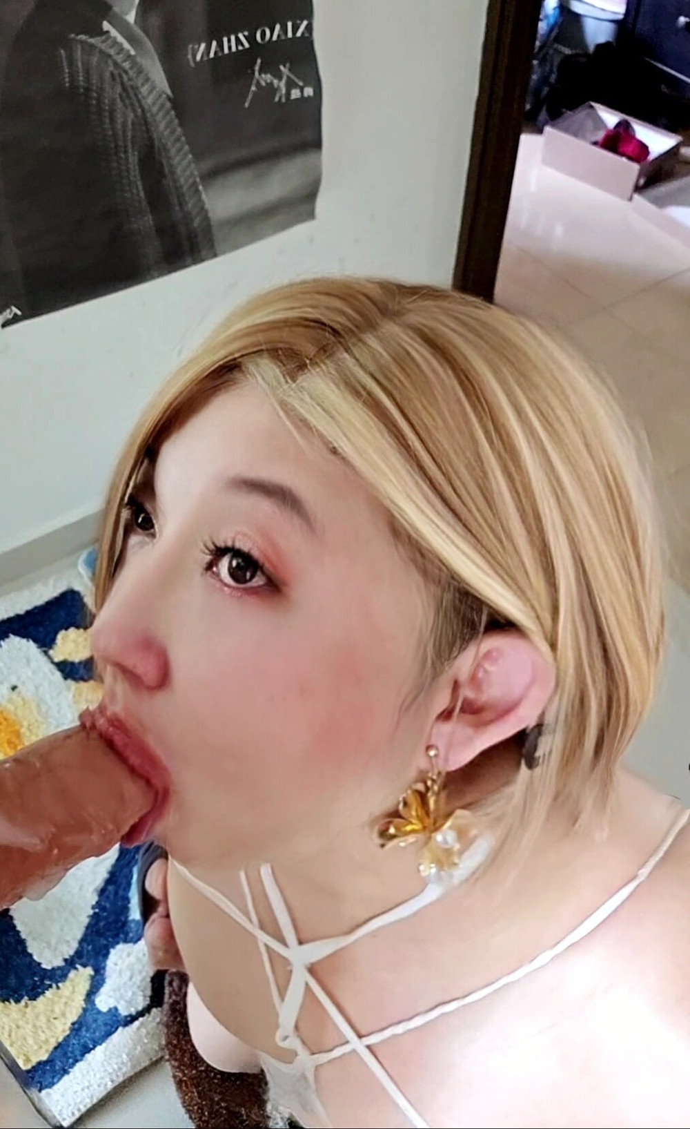 Asian crossdresser husband dress sexy while wife not at home