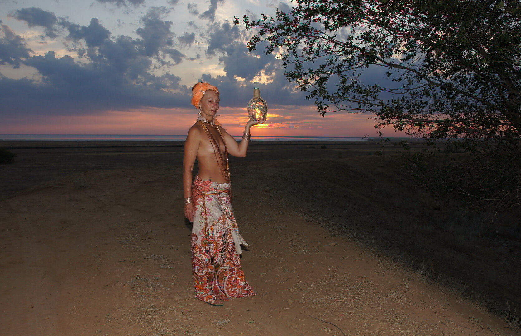 With a jug in the sunsetting sun #17