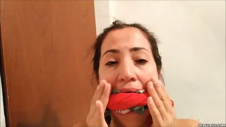 self gagged latina mom with a mouthful of socks selfgags         