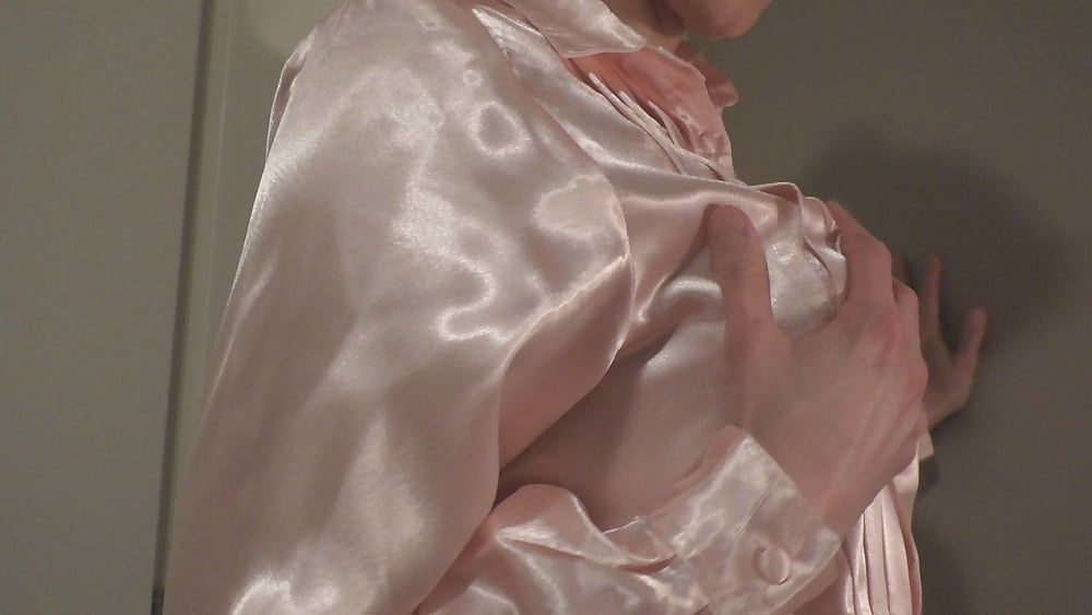 Double satin blouse and satin panty play masturbation #9