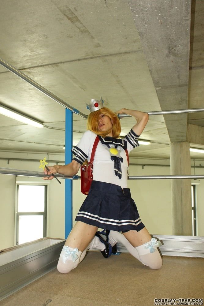  Crossdress cosplay Japan schoolgirl Rosalina flashing #4