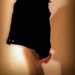 Handjob through white vinyl leggings