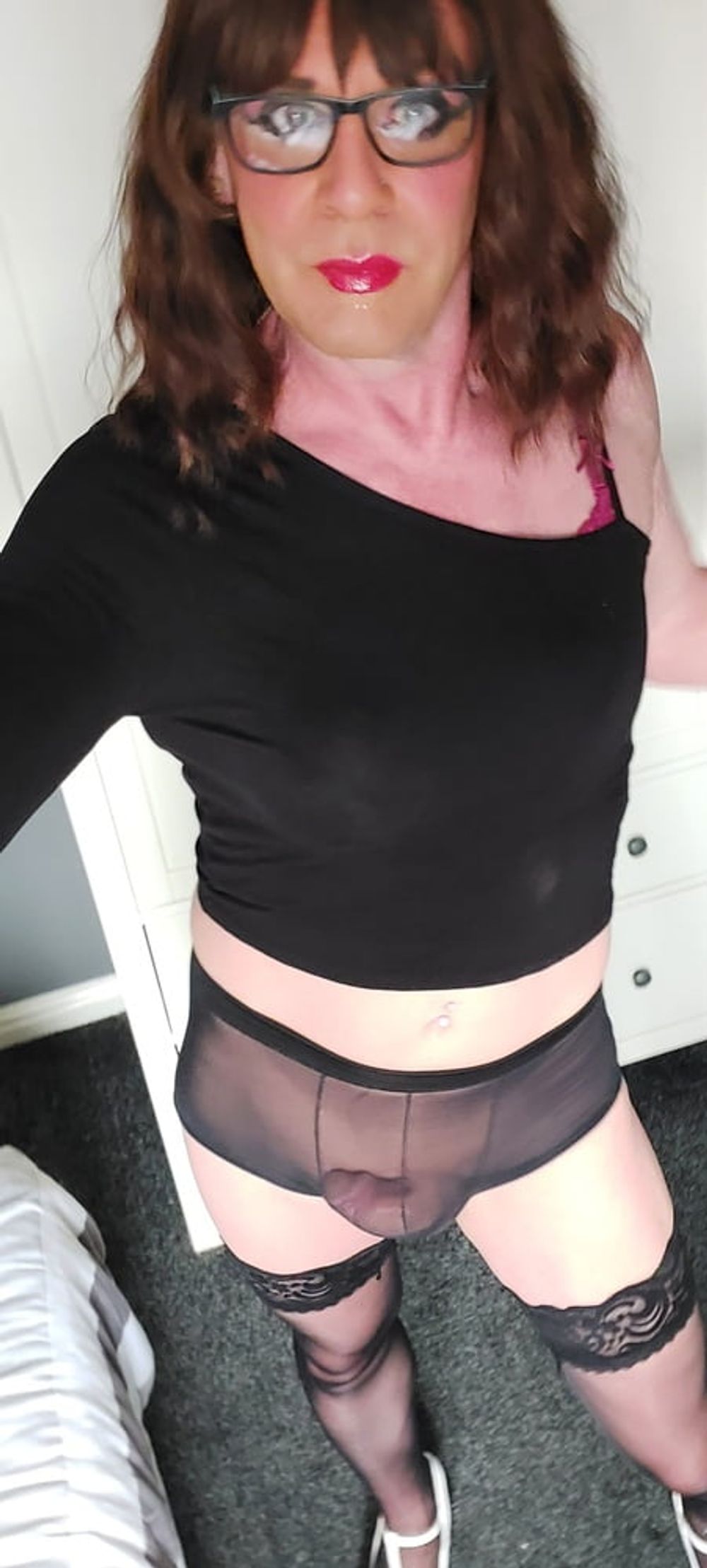 crossdressing Juniper Beri in black underwear #14