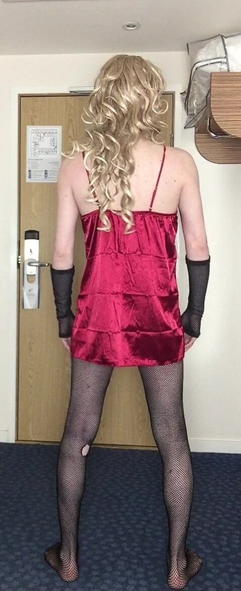 Skanky sissy in red dress #15