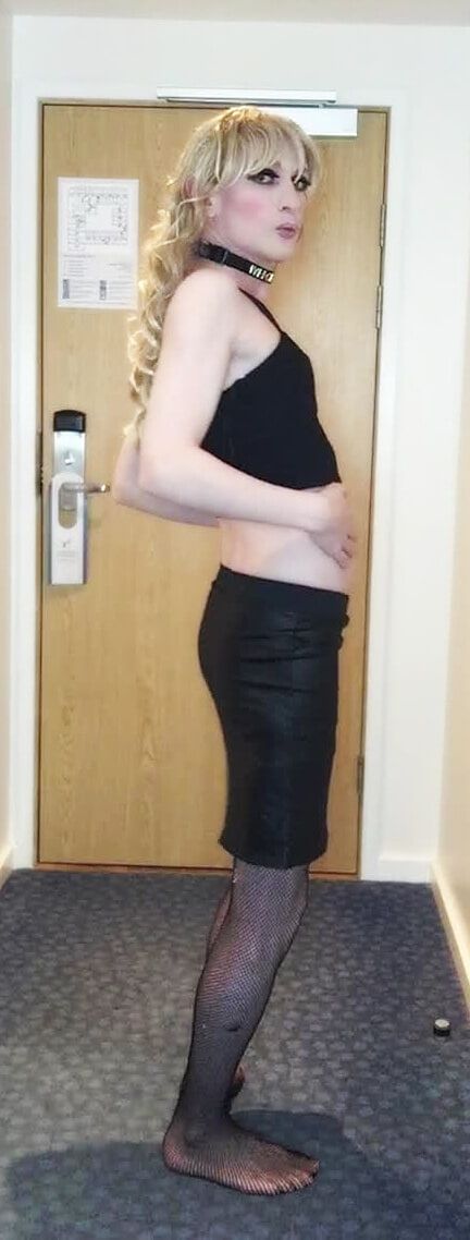 Sissy Crossdresser In Black Slut Outfit Posing  #24